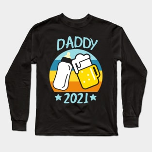 Daddy 2021 Father Papa Baby Birth funny Dad Mens Long Sleeve T-Shirt